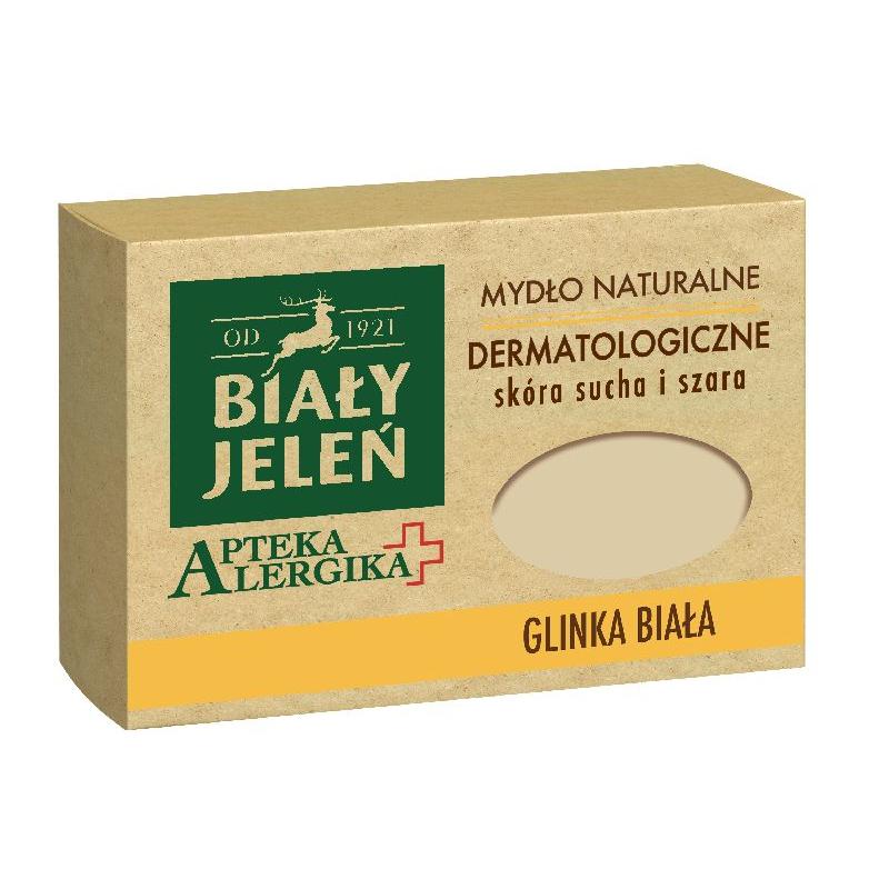 Apteka Alergika mydło naturalne dermatologiczne do skóry suchej i szarej Glinka Biała 125g Apteka Alergika mydło naturalne dermatologiczne do skóry suchej i szarej Glinka Biała 125g