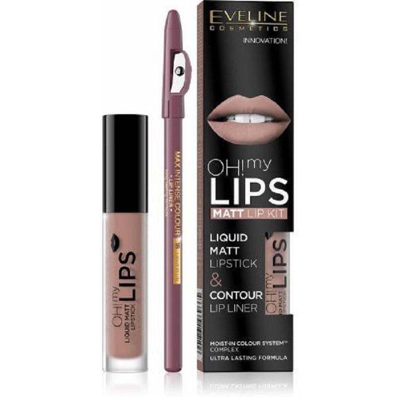Oh My Lips zestaw do makijażu ust Liquid Matt Lipstick matowa pomadka 4,5 ml + Contour Lip Liner konturówka 08 Lovely Rose 1szt