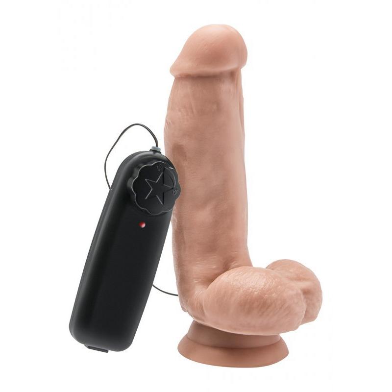 Dildo-COCK 6 INCH W/ BALLS FLESH VIBR.