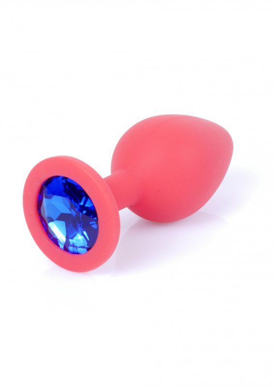 Plug-Jewellery Red Silicon PLUG Medium- Blue Diamond