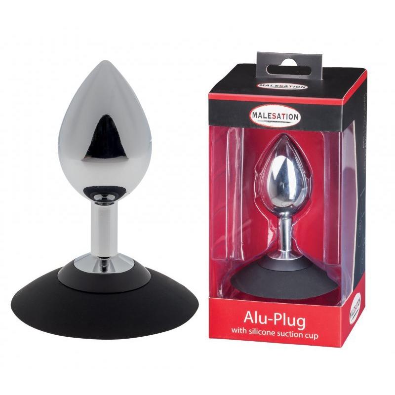MALESATION Alu-Plug with suction cup large, chrome