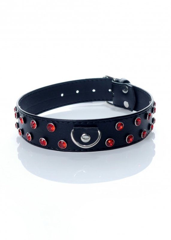 Fetish Boss Series - Collar 3 cm. red crystal