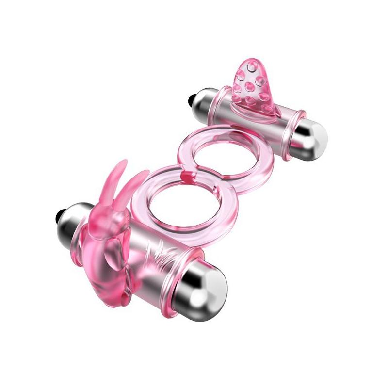 BAILE - BUNNY SNUGGLES COCK CLIT RING, 10 vibration functions