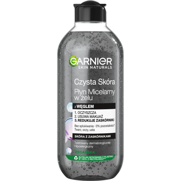 Garnier Pure Active Charcoal oczyszczający płyn micelarny z żelową konsystencją 400 ml