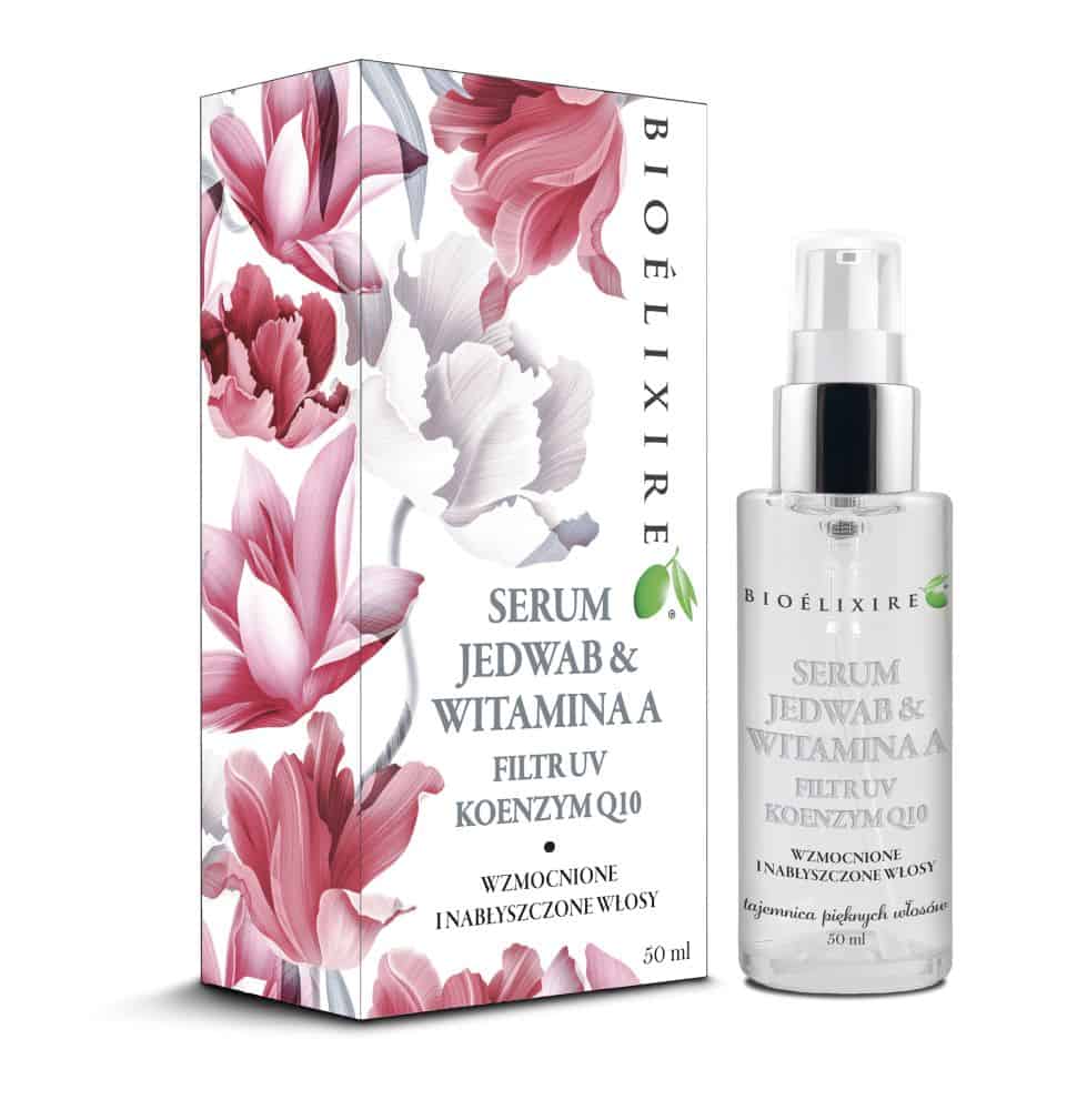 Jedwab & Witamina A wzmacniające serum do włosów wzbogacone o filtr UV i koenzym Q10 50ml