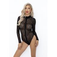 F287 Leopard flock bodysuit with long sleeves S