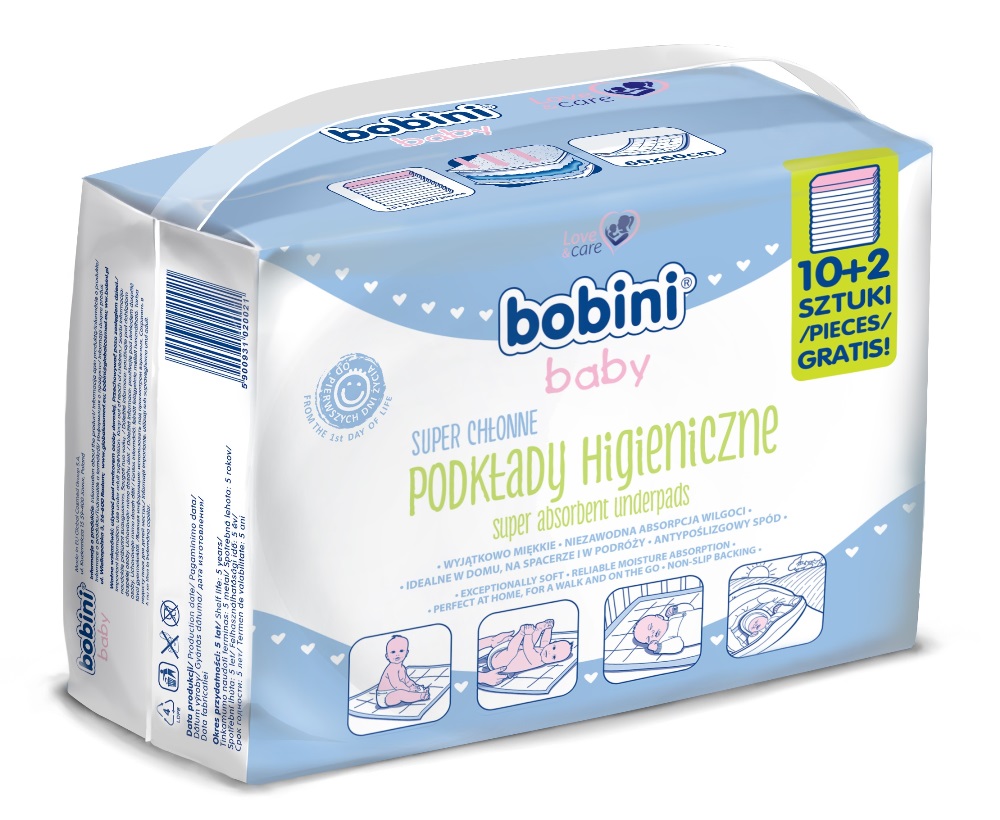 Bobini Baby podkłady higieniczne dla niemowląt i dzieci 12szt