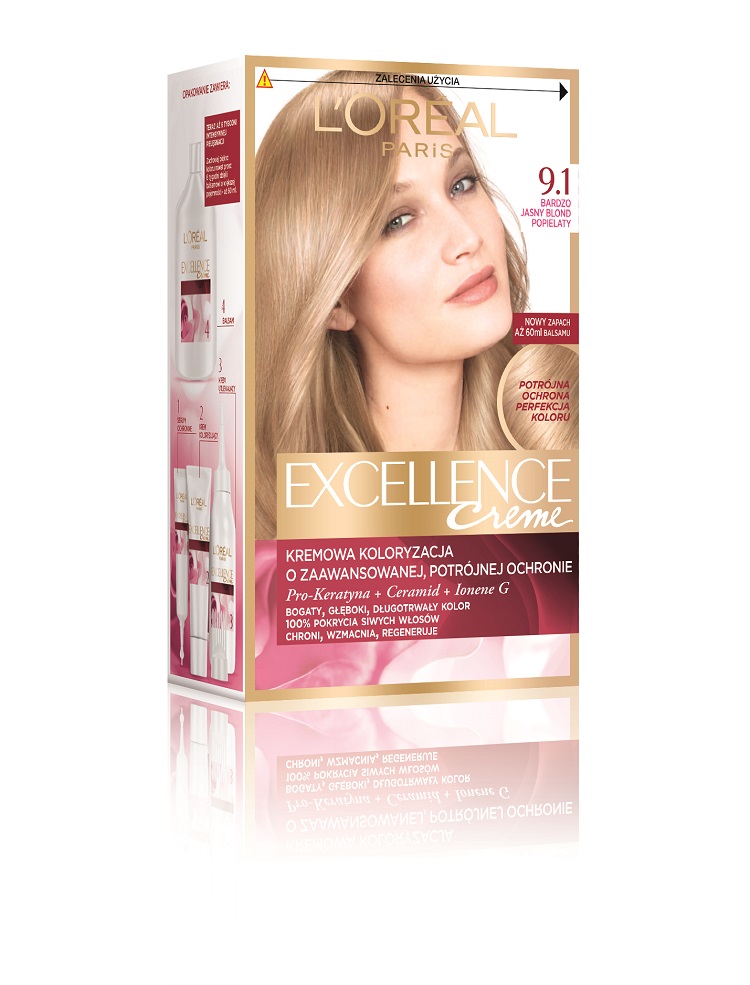 Excellence Creme farba do włosów 9.1 Bardzo Jasny Blond Popielaty