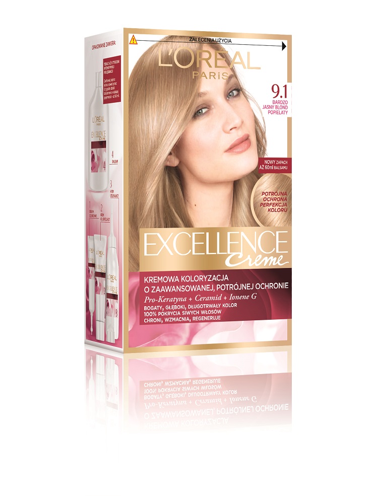 L’Oréal Paris Excellence Cool Creme farba do włosów odcień 9.1 Bardzo jasny blond popielaty 1 szt.