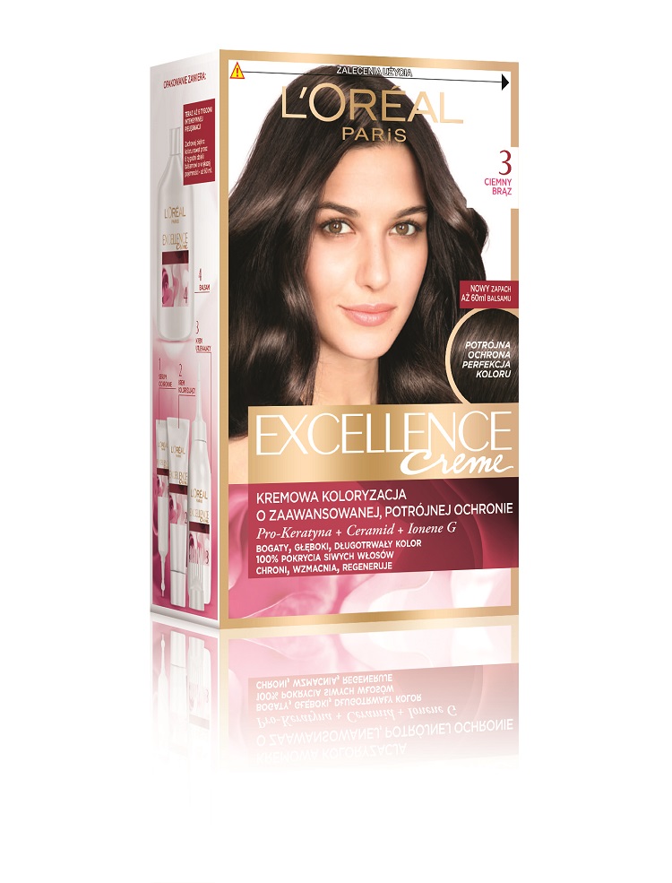 L’Oréal Paris Excellence Cool Creme farba do włosów odcień 3 Ciemny brąz 1 szt.