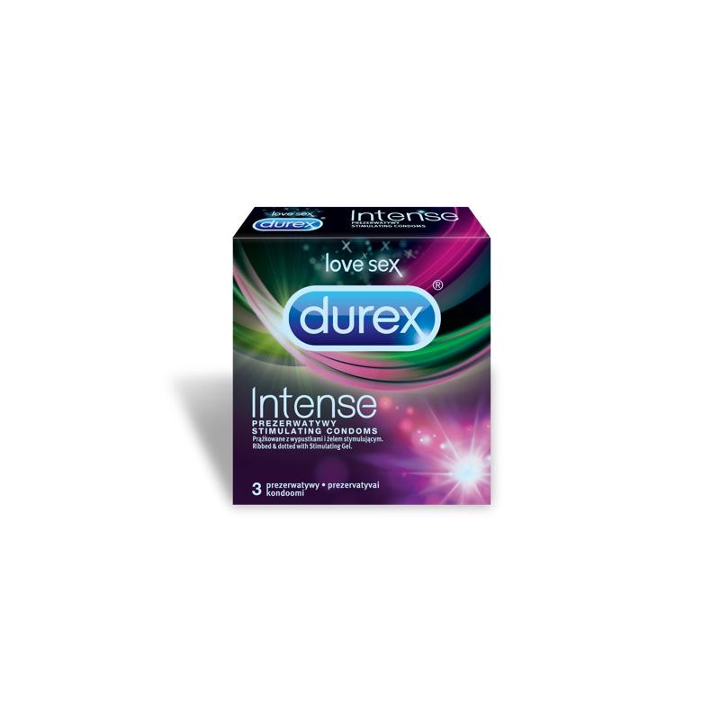 Durex prezerwatywy Intense 3 szt z wypustkami prążkami żel stymulujący