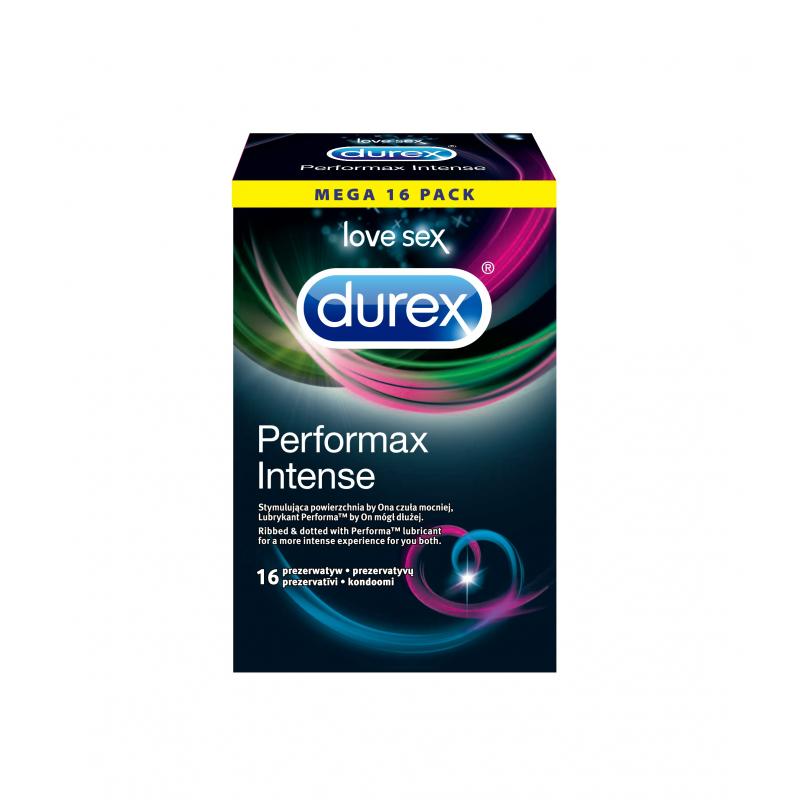 Durex prezerwatywy z wypustkami Performax Intense 16 szt prążki opóźniające wytrysk