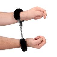 Furry Metal Hand Cuffs - Black