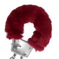Furry Metal Hand Cuffs - Red