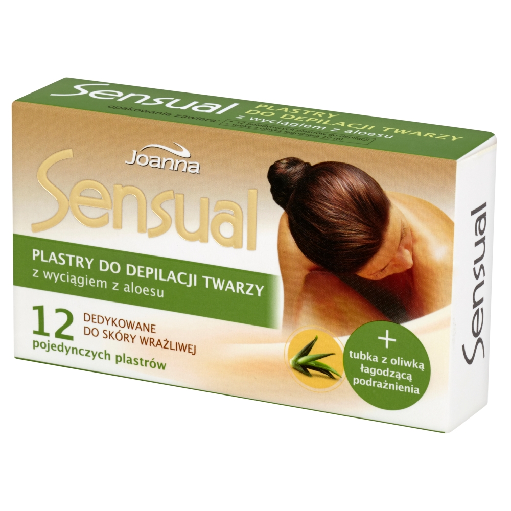 Sensual plastry do depilacji twarzy Aloes 12szt + oliwka łagodząca podrażnienia 10ml