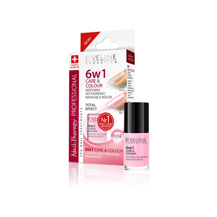 Eveline Cosmetics Nail Therapy Care & Colour odżywka do paznokci 6 in 1 odcień Rose 5 ml