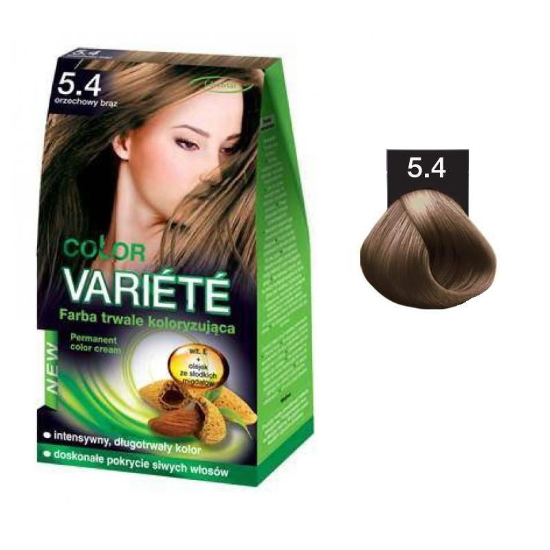Variete Color Permanent Color Cream farba trwale koloryzująca 5.4 Orzechowy Brąz 50g Variete Color Permanent Color Cream farba trwale koloryzująca 5.4 Orzechowy Brąz 50g