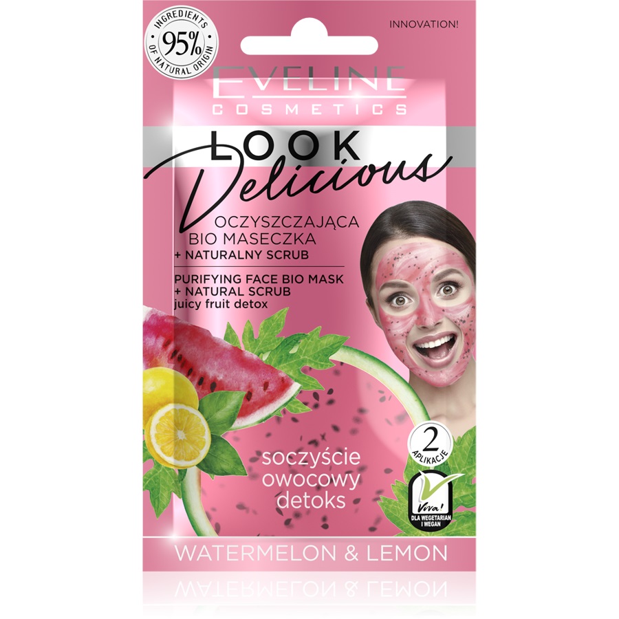 Eveline Cosmetics Look Delicious Watermelon & Lemon maseczka nawilżająca i rozświetlająca do cery zmęczonej 10 ml