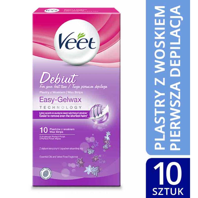 Veet plastry wosk do depilacji ciała Debiut skóra wrażliwa 10 szt Veet plastry wosk do depilacji ciała Debiut skóra wrażliwa 10 szt