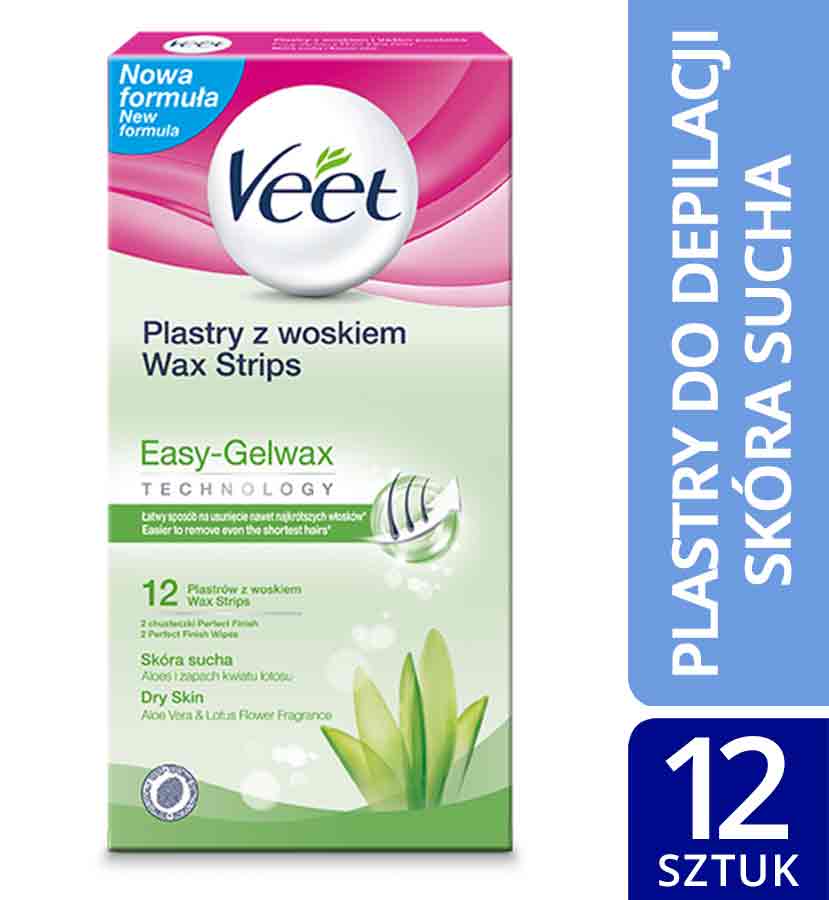 Veet plastry wosk do depilacji ciała skóra sucha 12 szt