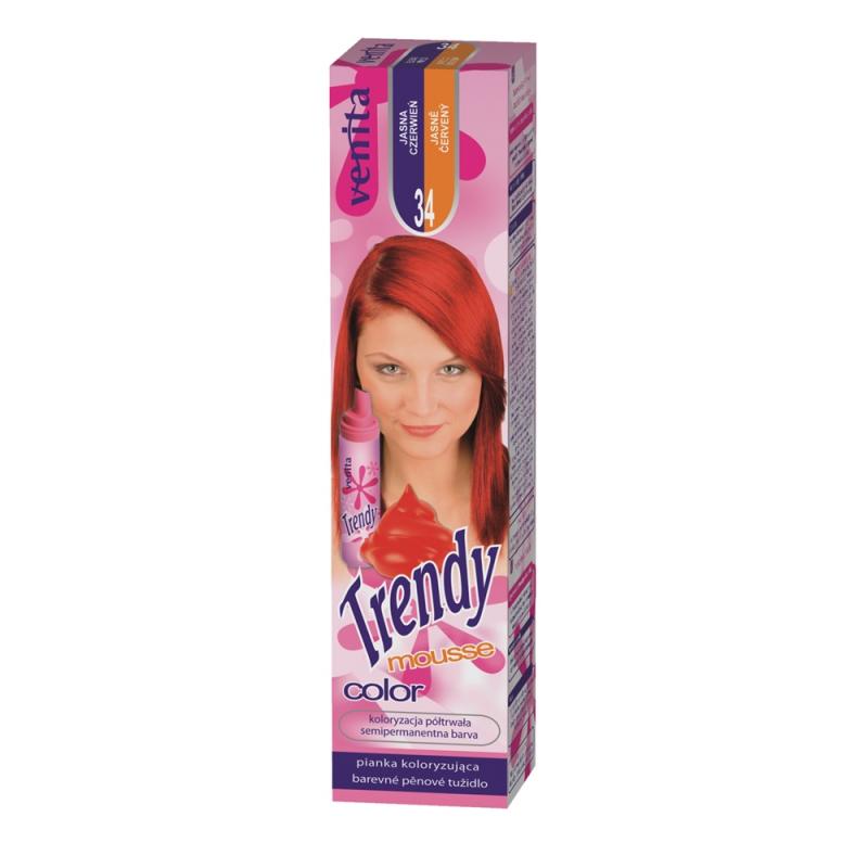 Trendy Color Mousse pianka koloryzująca do włosów 34 Jasna Czerwień 75ml Trendy Color Mousse pianka koloryzująca do włosów 34 Jasna Czerwień 75ml