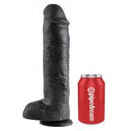 King Cock 11" Cock with Balls Black