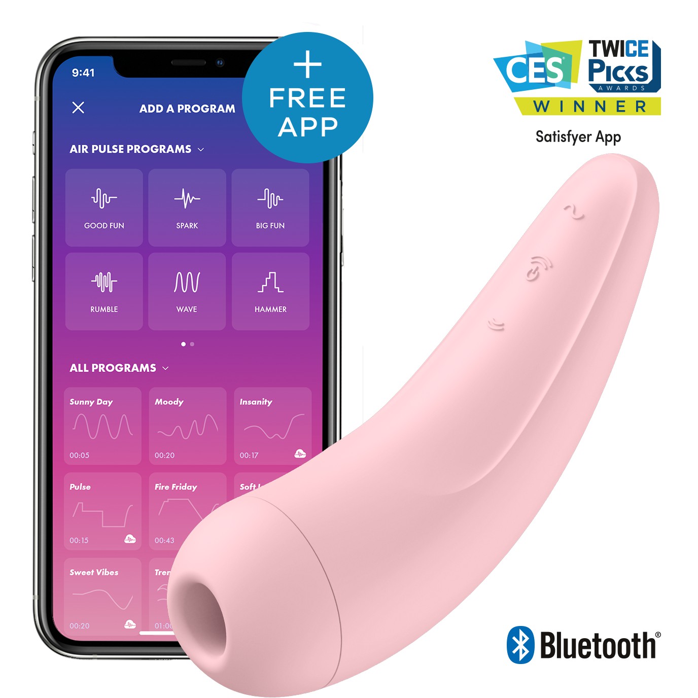 Satisfyer Curvy 2+ Pink with App incl. Bluetooth and App