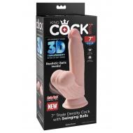 King Cock 3D Cock Swinging Balls 7 Inch